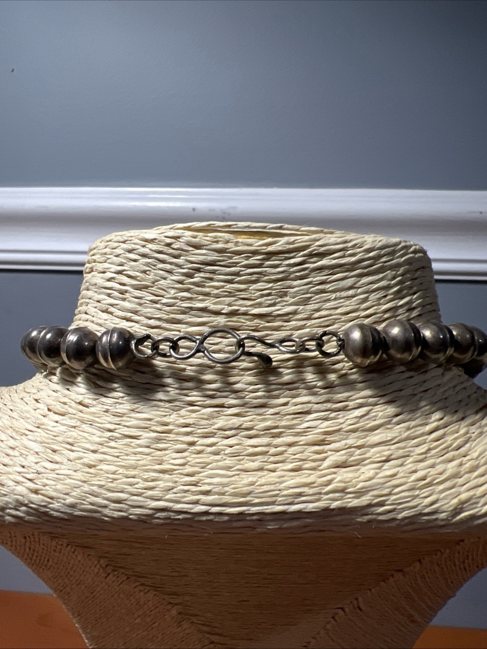 Vintage 60s Navajo Bisbee Turquoise .925 Silver Squash Blossom 24”Necklace 220g - Picture 6 of 14